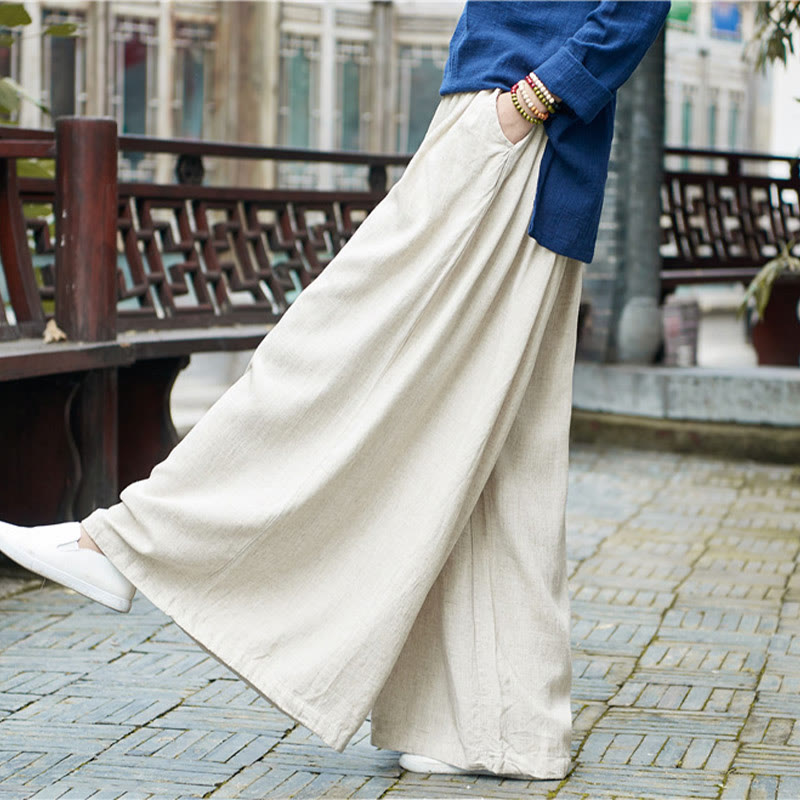 Mythstone Solid Color Loose Yoga Wide Leg Pants With Pockets