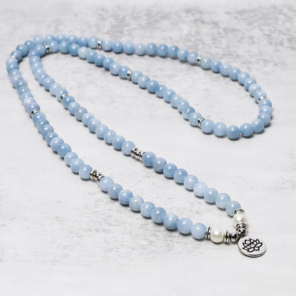 Mythstone 108 Mala Beads Aquamarine Healing Bracelet