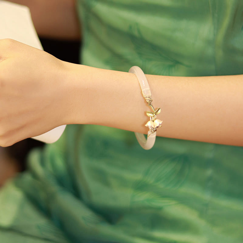 Mythstone Lily of the Valley Flower Happiness Strength Bracelet Bangle