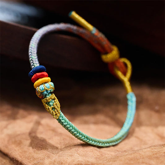 Mythstone Colorful Rope Eight Thread Peace Knot Luck Handmade Bracelet