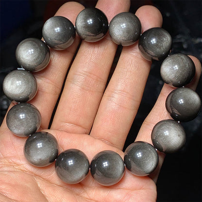 Mythstone Natural Silver Sheen Obsidian Soothing Protection Bracelet