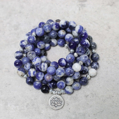 Mythstone Natural Blue Aventurine Lotus Peace Necklace Bracelet