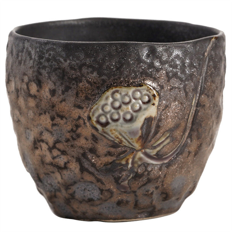 Mythstone Lotus Pod Leaf Flower Auspicious Clouds Ceramic Teacup Kung Fu Tea Cup