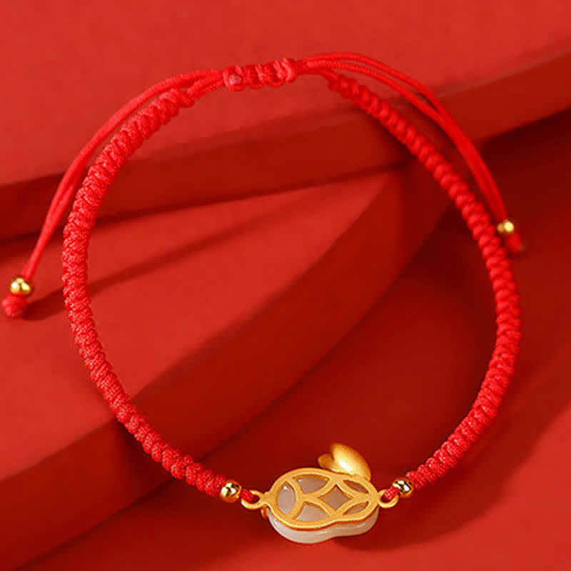 Mythstone 925 Sterling Silver Year of the Rabbit Hetian White Jade Luck Red String Protection Bracelet