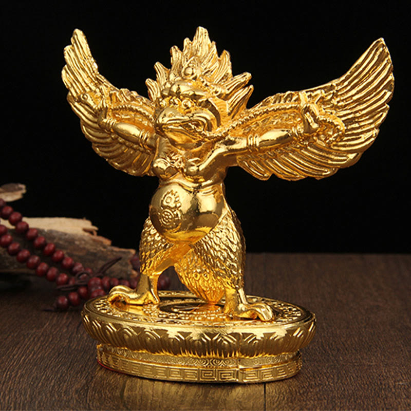 Mythstone Tibetan Gold Garuda Bird Alloy Protection Home Decoration