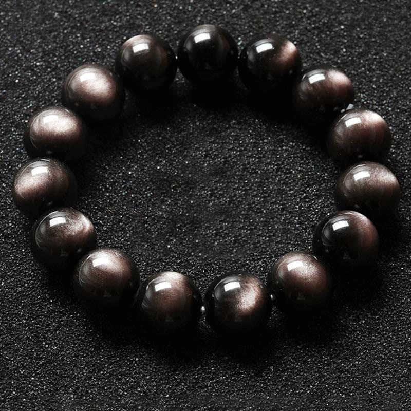 Mythstone Natural Silver Sheen Obsidian Soothing Protection Bracelet