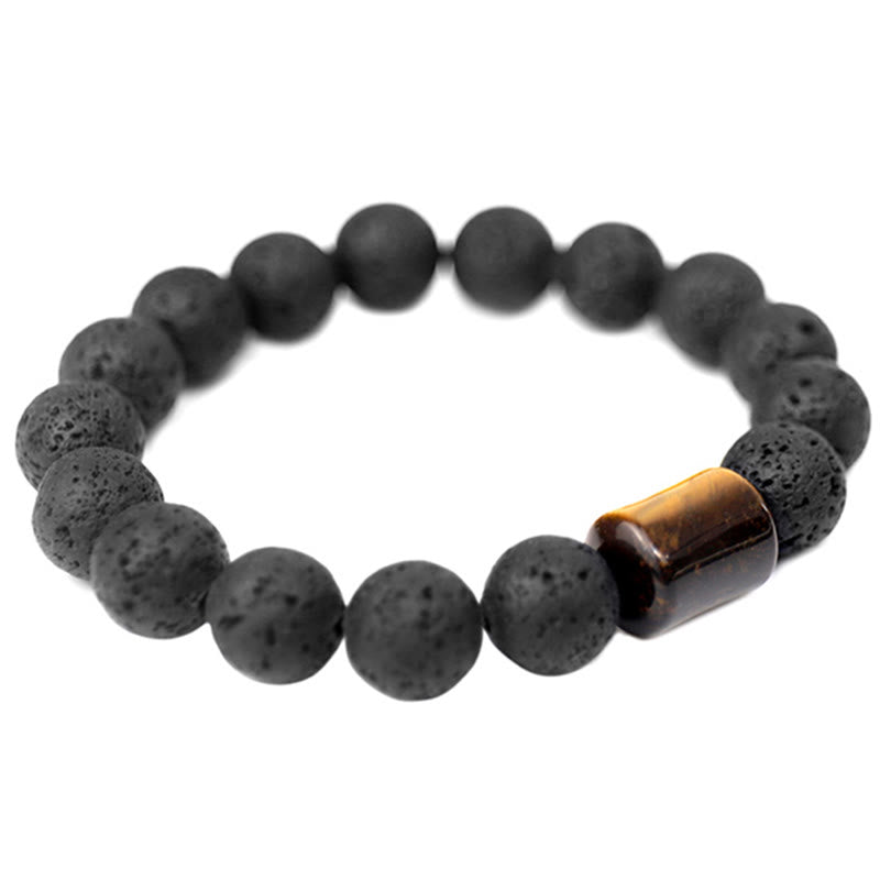 Mythstone Lava Rock Ebony Wood Tiger Eye Healing Bracelet