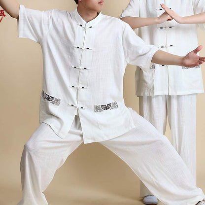 Mythstone Meditation Zen Prayer Spiritual Tai Chi Qigong Practice Unisex Embroidery Clothing Set