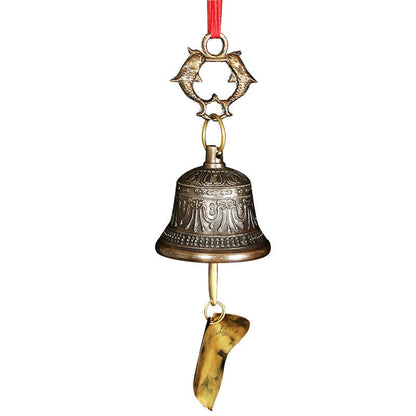 Campana de viento tibetana grabada con Mythstone, campana de cobre para colgar en la pared, decoración del hogar