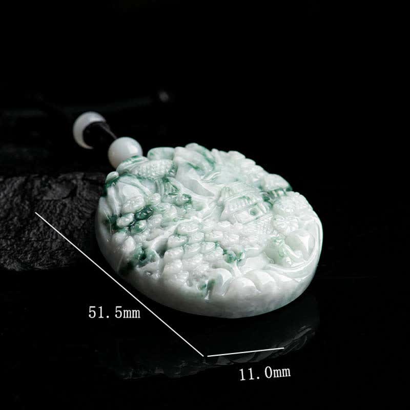 Mythstone Mountain Landscape Jade Abundance String Necklace