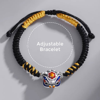 Pulsera trenzada de la suerte con león danzante hecha a mano de Mythstone 