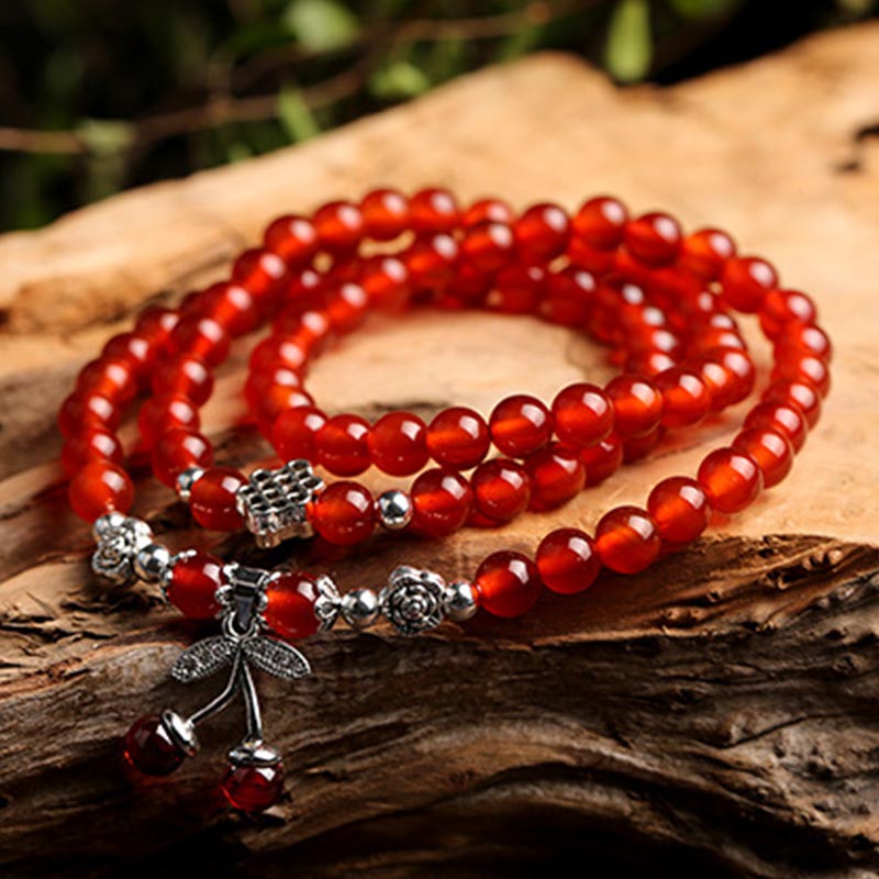 Pulsera y collar de bendición con cuentas de ágata roja natural Mythstone 