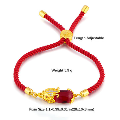 Mythstone Wealth Attractor Red Agate Pixiu Red String Bracelet