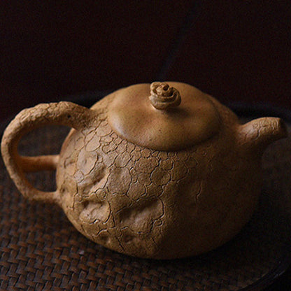 Mythstone Handmade Vintage Tree Texture Purple Clay Kung Fu Teapot 220ml