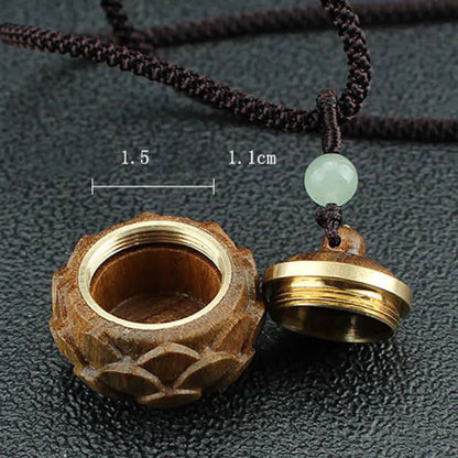 Mythstone Tibet Green Sandalwood Rosewood Om Mani Padme Hum Lotus Positive Soothing Necklace Pendant