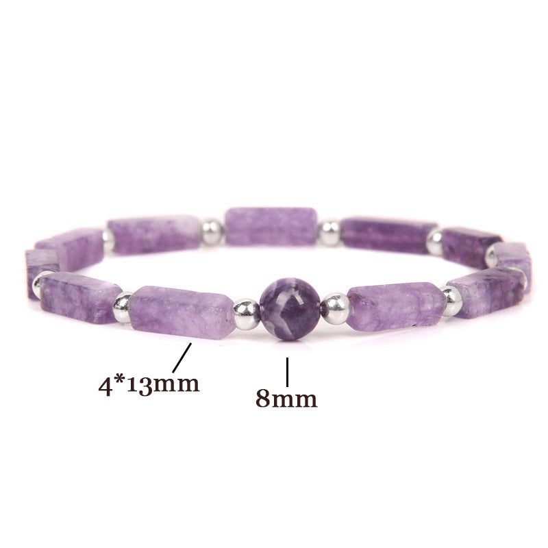 Mythstone Natural Crystal Amethyst Tiger Eye Spiritual Balance Bracelet