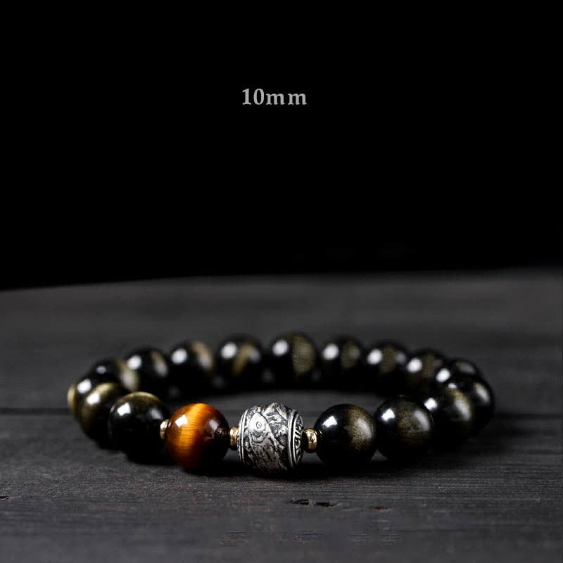 Mythstone To Experience a Reversal of Fortune Rainbow Obsidian Gold Sheen Obsidian Protection Bracelet