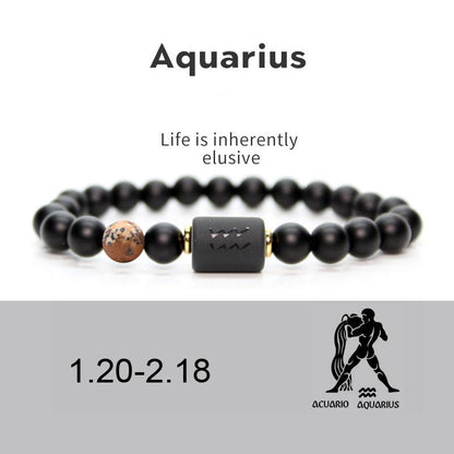 Mythstone 12  Constellations of the Zodiac Black Onyx Adjustable Bracelet