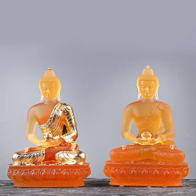 Mythstone Buddha Handmade Figurine Liuli Art Piece Serenity Statue Home Offering Decoration