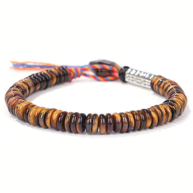 Mythstone Tibetan Tiger Eye Om Mani Padme Hum Protection Power Bracelet