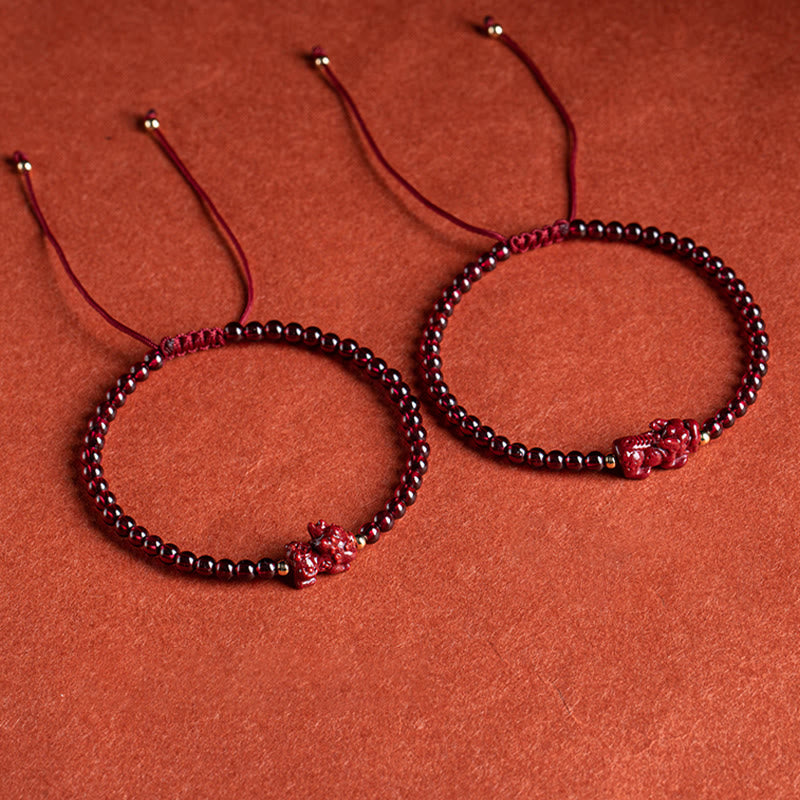 Mythstone Garnet Cinnabar PiXiu Blessing Calm String Bracelet