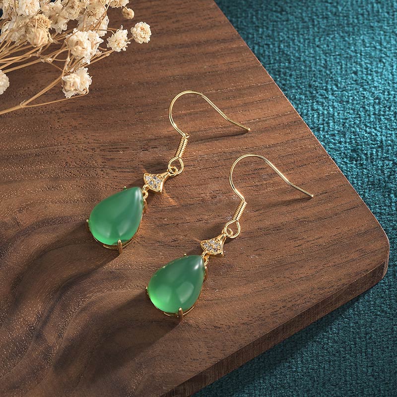 Mythstone Cyan Jade Luck Drop Earrings