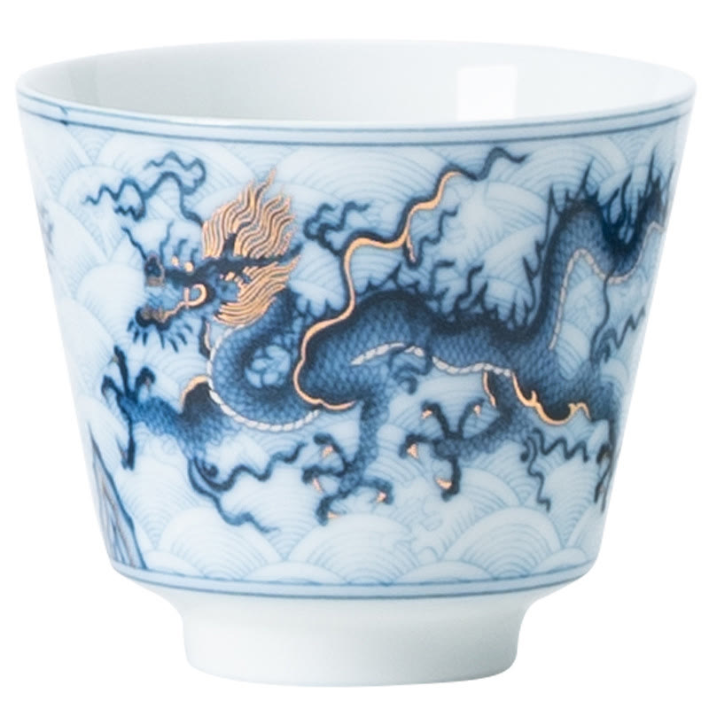 Mythstone Small Blue And White Dragon Pattern Ceramic Teacup Kung Fu Tea Cups 45ml