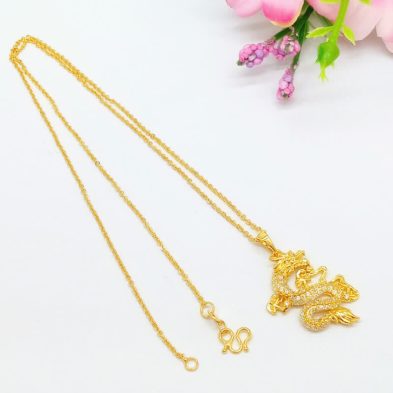 Mythstone Gold Dragon Protection Necklace Pendant