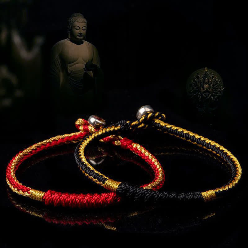 Pulsera trenzada tibetana hecha a mano con protección de la suerte Mythstone