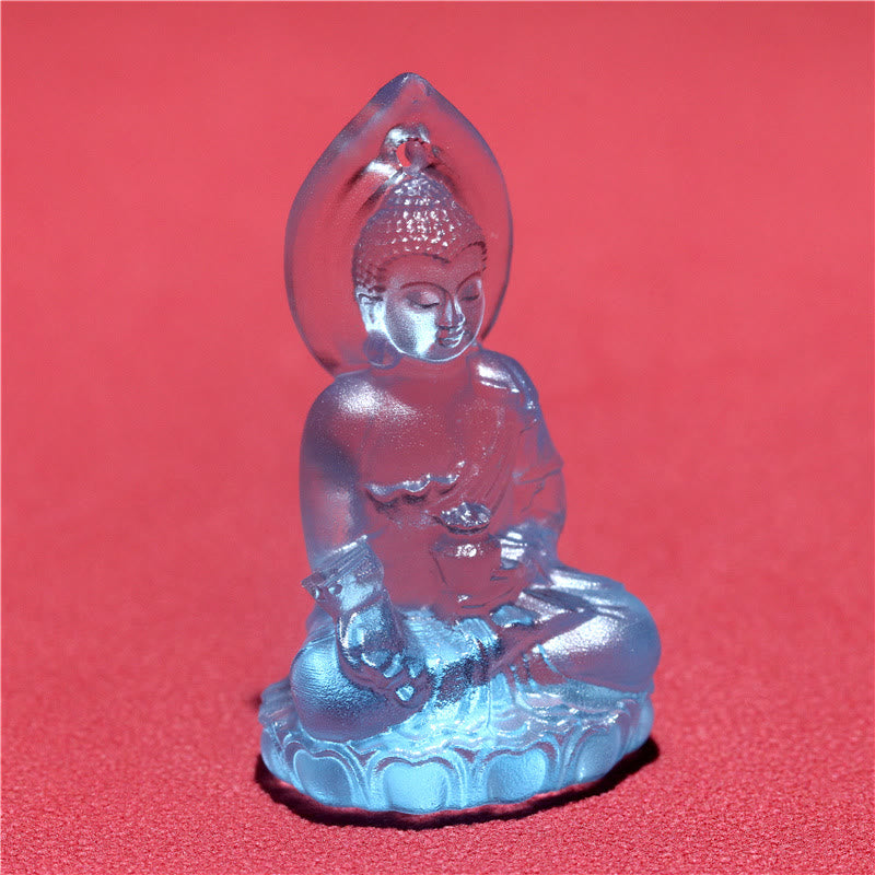 Mythstone Blue Tathagata Buddha Medicine Buddha Liuli Crystal Serenity Amulet Necklace Pendant