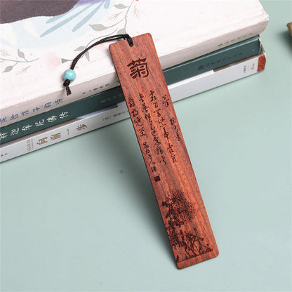 Mythstone Plum Orchid Bamboo Chrysanthemum Wood Bookmarks With Gift Box