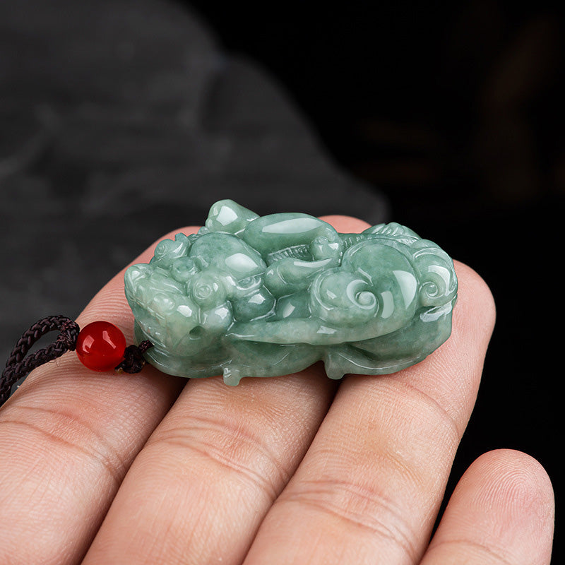 Mythstone Jade PiXiu Wealth Luck String Necklace Pendant