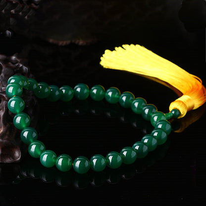 Mythstone Natural Green Agate Wrist Mala Power Tassels Pocket Mala Car Decoration