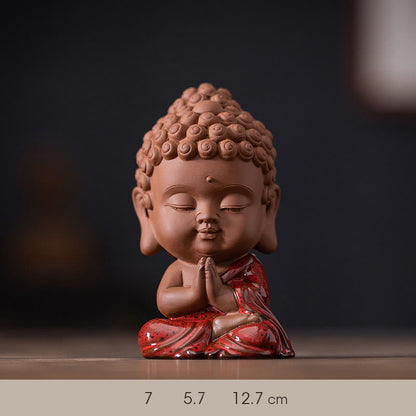 Mythstone Mini Gautama Buddha Sakyamuni Kwan Yin Avalokitesvara Ksitigarbha Serenity Ceramic Desk Decoration