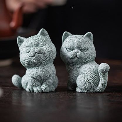 Figura decorativa de escritorio para mascota de té con forma de gato pequeño de Mythstone 