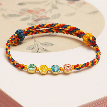 Pulsera trenzada de hilo de color Dunhuang hecha a mano con protección de la paz y la alegría Mythstone 