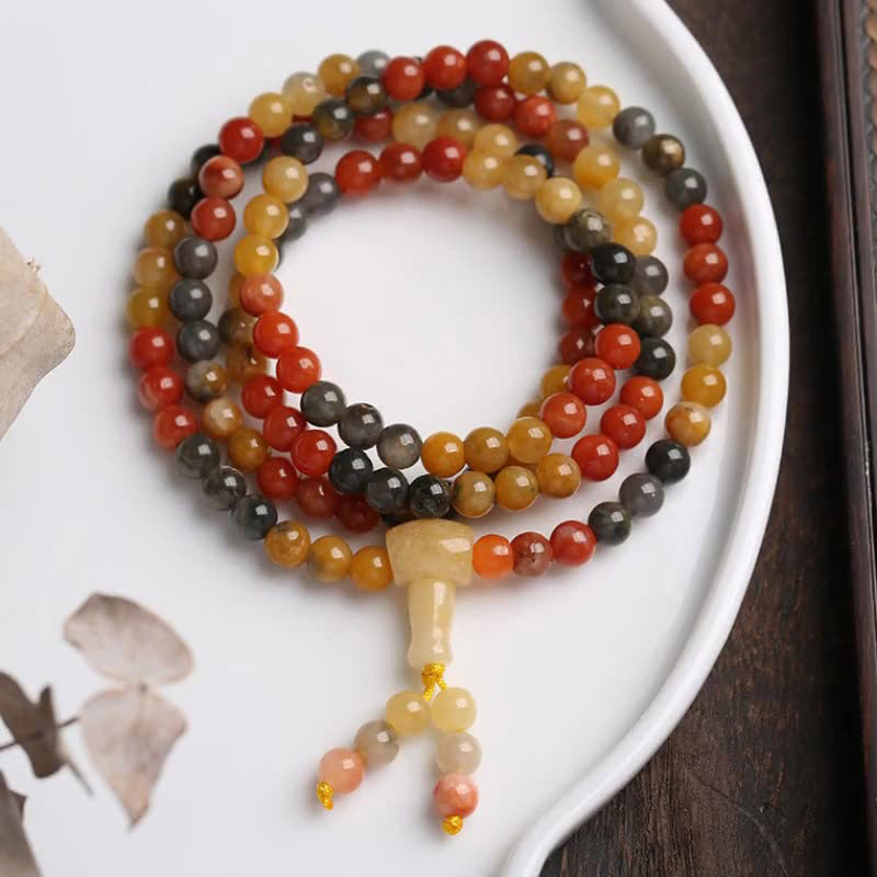 Mythstone 108 Beads Natural Red Agate Mala Protection Bracelet