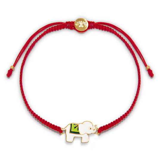 Pulsera de hilo rojo con elefante de la suerte en plata de ley 925 hecha a mano tibetana