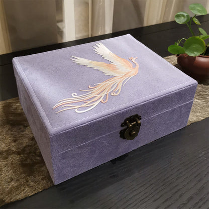 Mythstone Purple Phoenix Jewelry Box Organizer Two-Layer Jewelry Storage Box Flannel Box