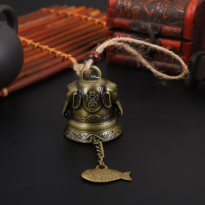 Mythstone Feng Shui Buddha Koi Fish Dragon Elephant Wind Chime Bell Luck Wall Hanging Decoration