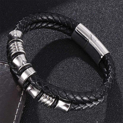 Mythstone Layered Leather Weave Fortune Bracelet