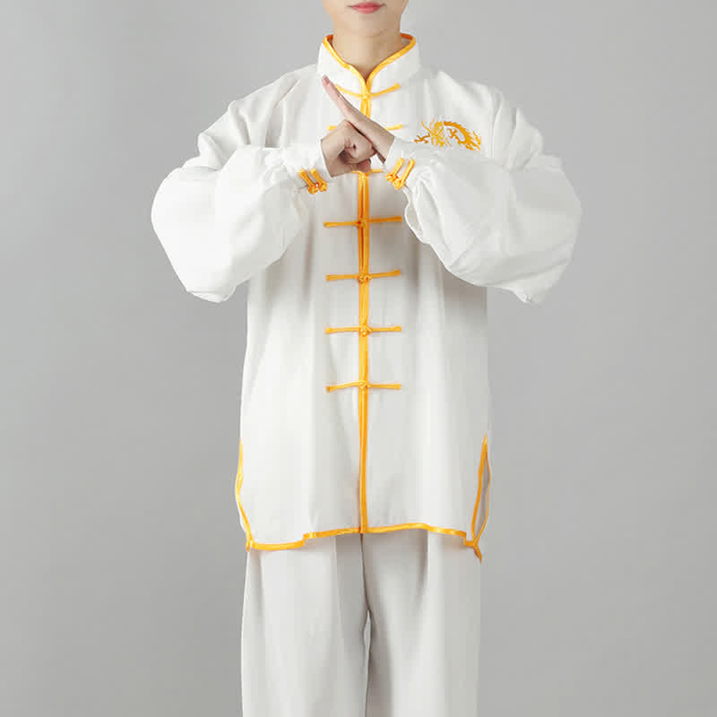 Mythstone Dragon Embroidered Qi Gong Zen Spiritual Practice Meditation Prayer Uniform Unisex Clothing Set