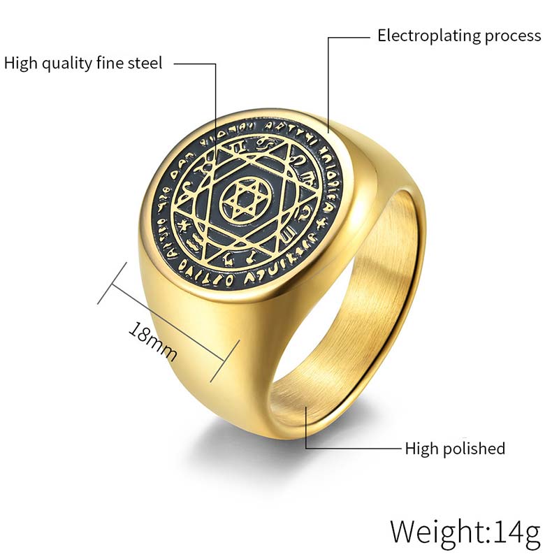 Mythstone 12 Constellations of the Zodiac Star of David Protection Ring