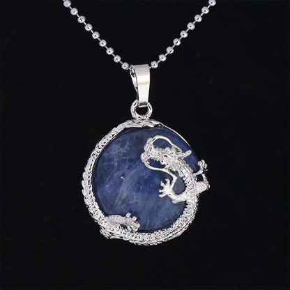 Mythstone Chinese Dragon Natural Quartz Crystal Healing Energy Necklace Pendant