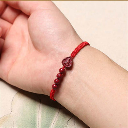 Mythstone Laughing Buddha Avalokitesvara Cinnabar Blessing String Bracelet