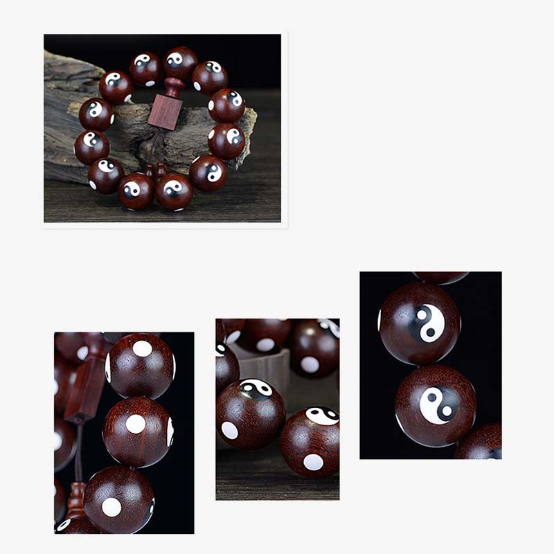 Mythstone Small Leaf Red Sandalwood Yin Yang Protection Bracelet