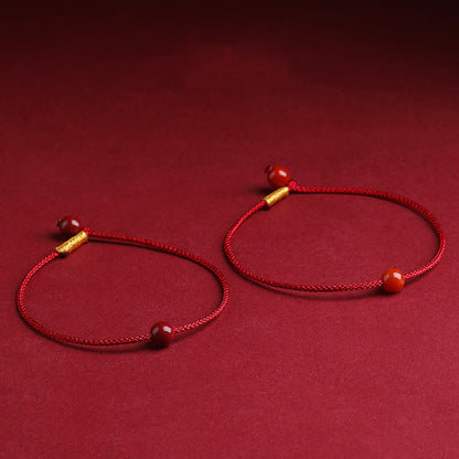 Mythstone Natural Cinnabar Red Agate Blessing Red String Bracelet