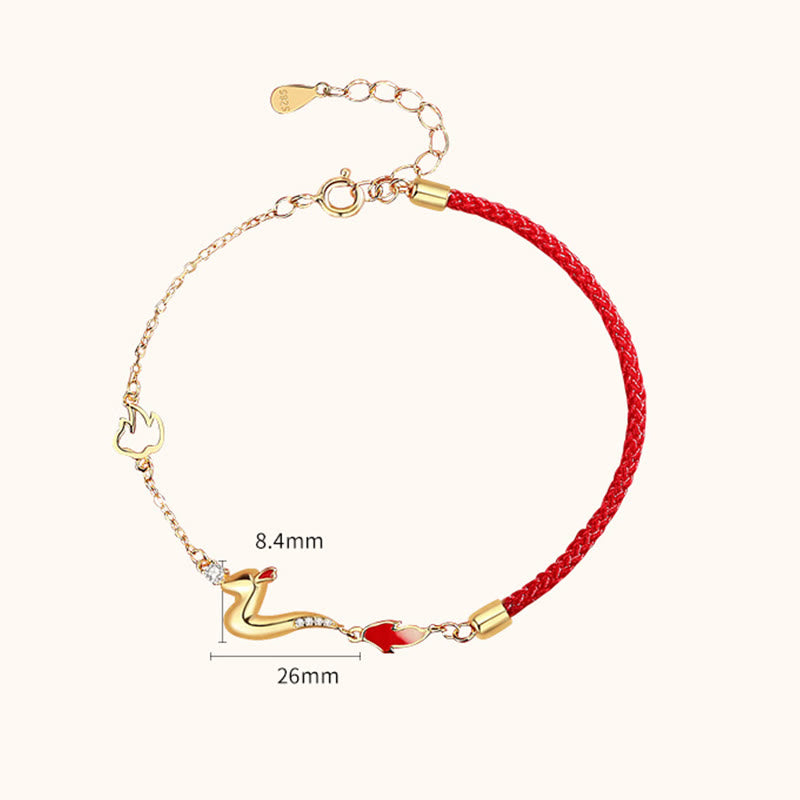 Mythstone 925 Sterling Silver Luck Year of the Dragon Red String Chain Bracelet