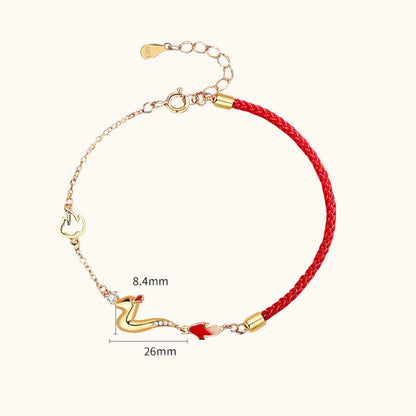 Mythstone 925 Sterling Silver Luck Year of the Dragon Red String Chain Bracelet