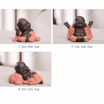 Mythstone Always Smiling Laughing Buddha Wealth Luck Purple Clay Maitreya Statue Decoration